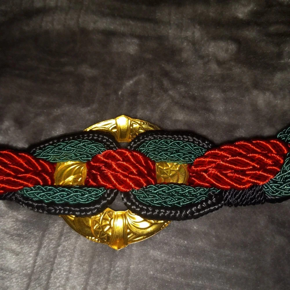 Vintage 80s 90s Women's Belt Woven Braided Fabric Cord Stretchy 40